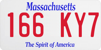 MA license plate 166KY7