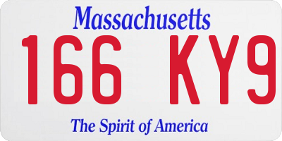 MA license plate 166KY9