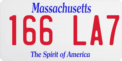 MA license plate 166LA7