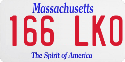 MA license plate 166LK0