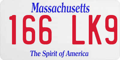 MA license plate 166LK9