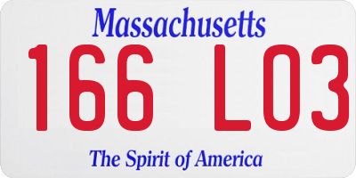 MA license plate 166LO3