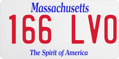 MA license plate 166LV0