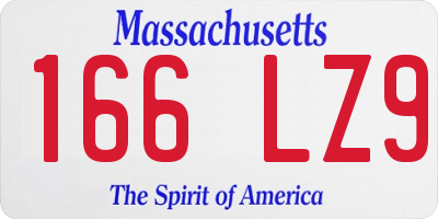 MA license plate 166LZ9
