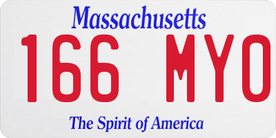 MA license plate 166MY0