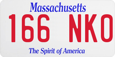 MA license plate 166NK0