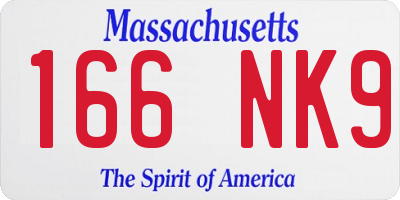 MA license plate 166NK9