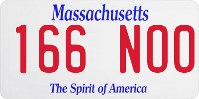 MA license plate 166NO0