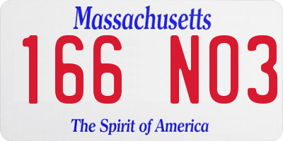 MA license plate 166NO3