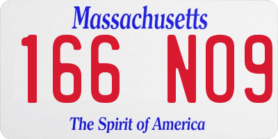 MA license plate 166NO9