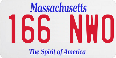 MA license plate 166NW0