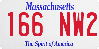 MA license plate 166NW2