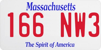 MA license plate 166NW3
