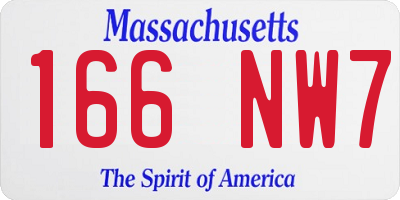 MA license plate 166NW7