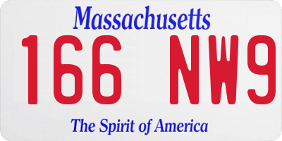 MA license plate 166NW9