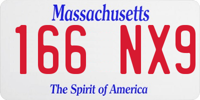 MA license plate 166NX9