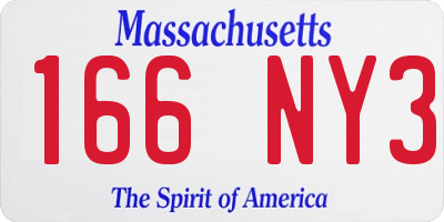 MA license plate 166NY3