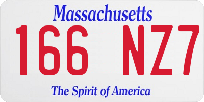 MA license plate 166NZ7