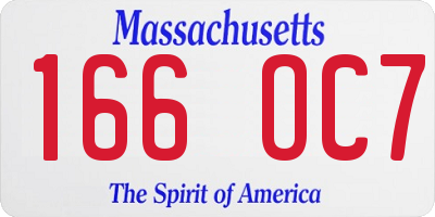 MA license plate 166OC7