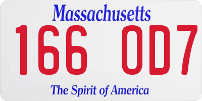 MA license plate 166OD7