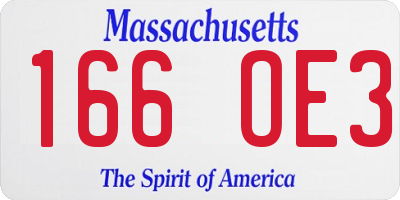 MA license plate 166OE3