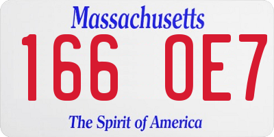 MA license plate 166OE7