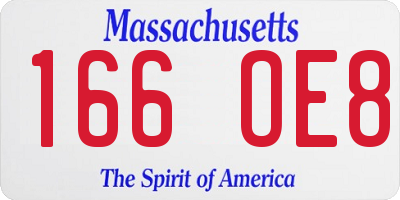 MA license plate 166OE8