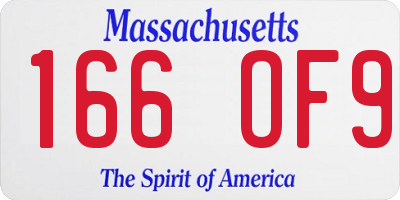 MA license plate 166OF9