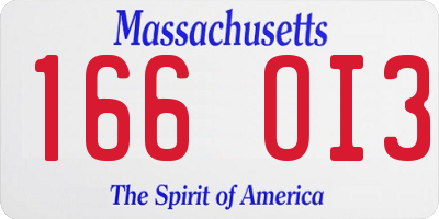 MA license plate 166OI3