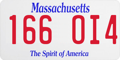 MA license plate 166OI4