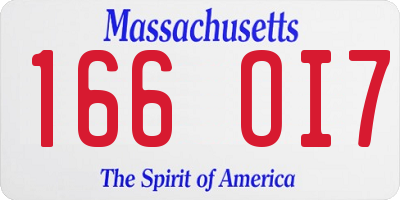 MA license plate 166OI7