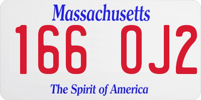 MA license plate 166OJ2