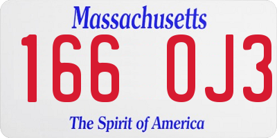 MA license plate 166OJ3