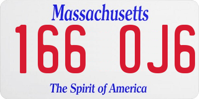 MA license plate 166OJ6