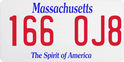 MA license plate 166OJ8
