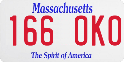 MA license plate 166OK0