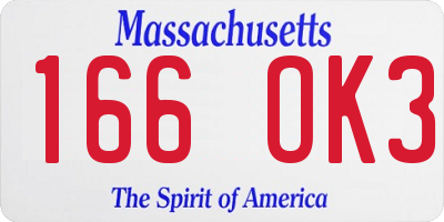MA license plate 166OK3