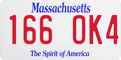MA license plate 166OK4