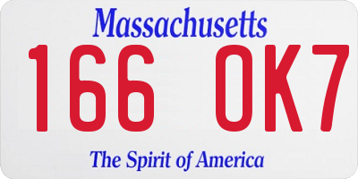 MA license plate 166OK7