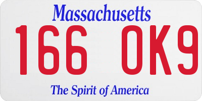 MA license plate 166OK9