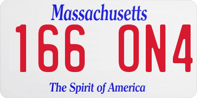 MA license plate 166ON4