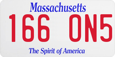 MA license plate 166ON5