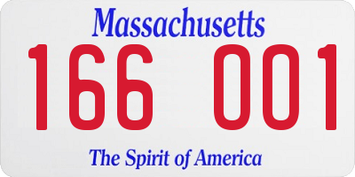 MA license plate 166OO1