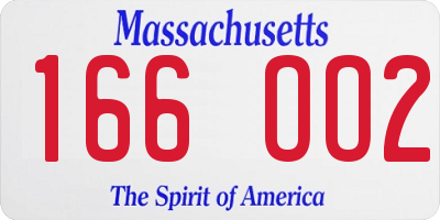 MA license plate 166OO2