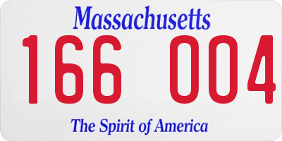 MA license plate 166OO4