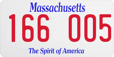 MA license plate 166OO5