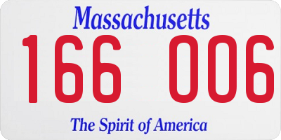 MA license plate 166OO6