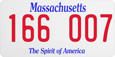 MA license plate 166OO7