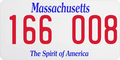 MA license plate 166OO8