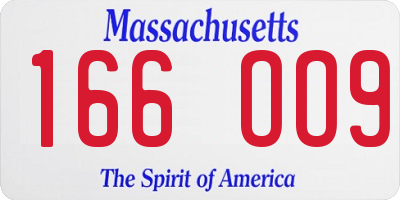 MA license plate 166OO9